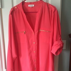 Calvin Klein pink/ coral blouse